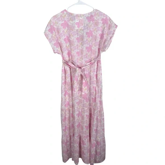 LEALLO Janis Pink Floral Cotton Gauze Maxi Cottagecore‎ Boho Resort small - Picture 3 of 14